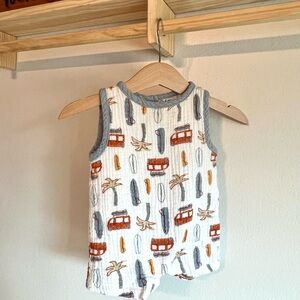 Chick Pea White and Blue Bodysuit with Playful Print